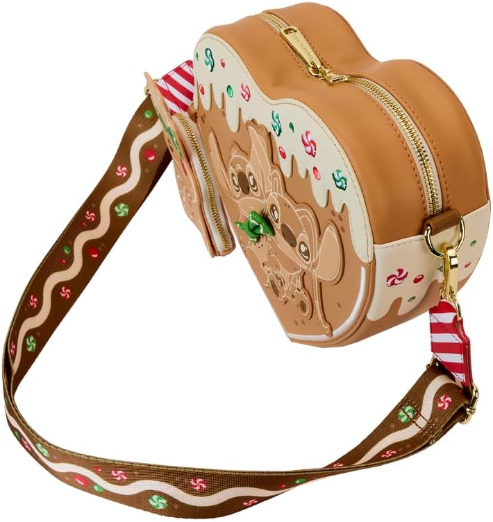 Loungefly Disney Stitch Scented Angel and Stitch Gingerbread Heart Crossbody Bag with Coin Bag - Image 3