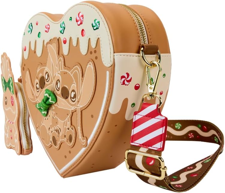 Loungefly Disney Stitch Scented Angel and Stitch Gingerbread Heart Crossbody Bag with Coin Bag - Image 2
