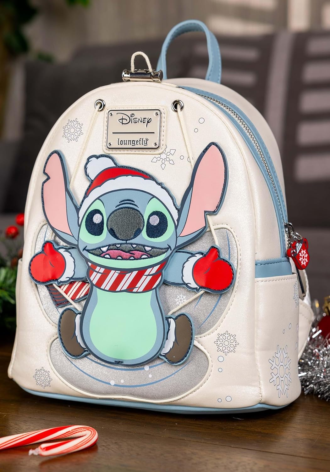 Loungefly Disney Stitch Holiday Snow Angel Glitter Mini Backpack - Image 3