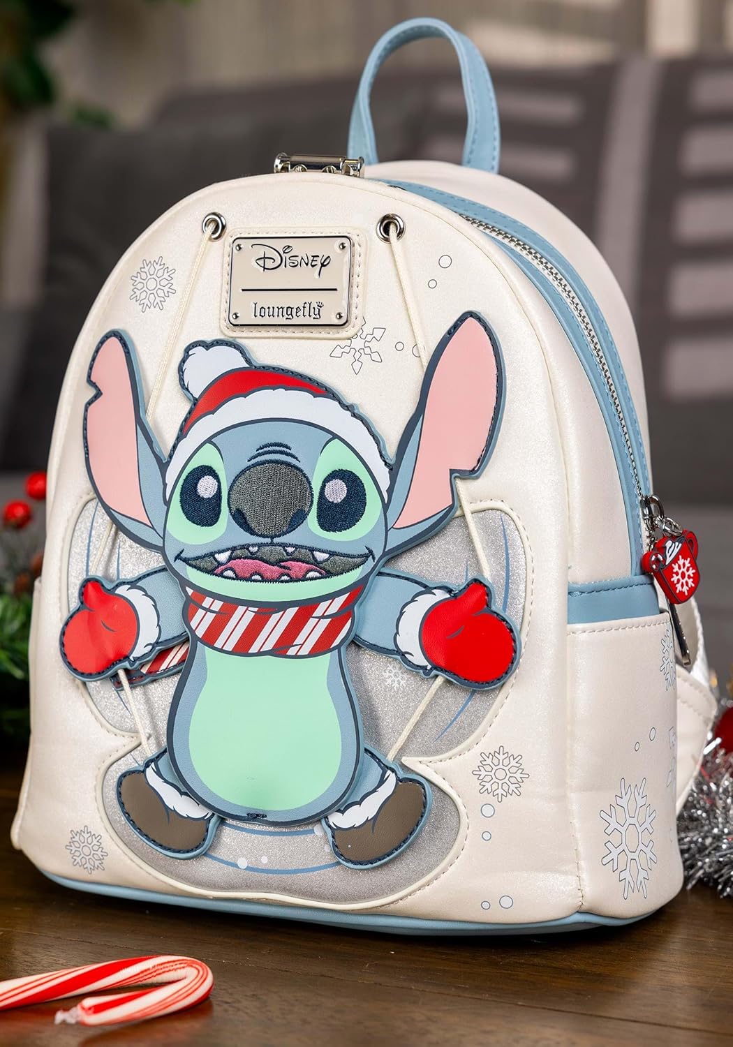 Loungefly Disney Stitch Holiday Snow Angel Glitter Mini Backpack - Image 2