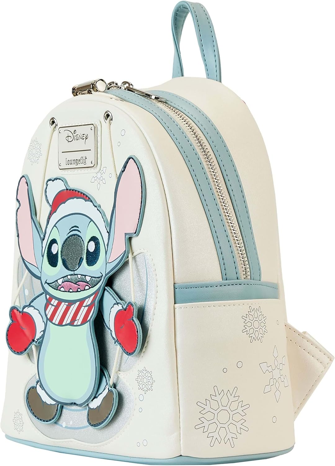 Loungefly Disney Stitch Holiday Snow Angel Glitter Mini Backpack - Image 5