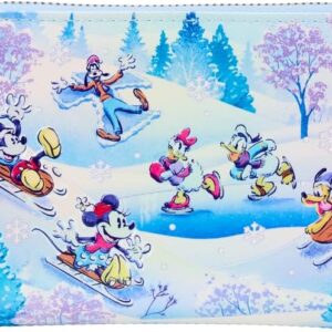 Loungefly Disney Mickey and Friends Winter Wonderland Scene Zip Around Wallet
