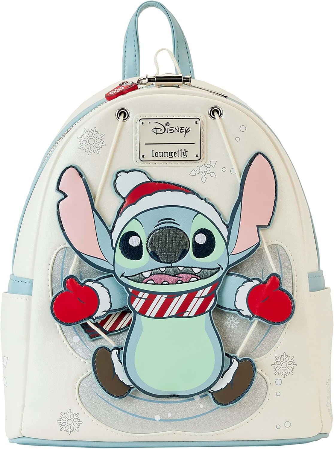 Loungefly Disney Stitch Holiday Snow Angel Glitter Mini Backpack