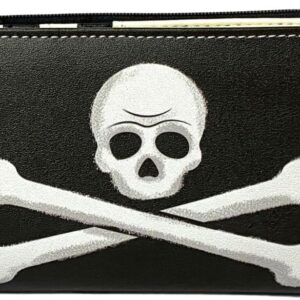 Loungefly Captain Hook Pirate Skull Peter Pan All-Over-Print Faux Leather Flap Wallet with Snap Closure