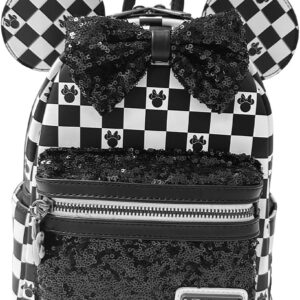 Loungefly Disney Minnie Mouse Checkered Sequin Womens Backpack