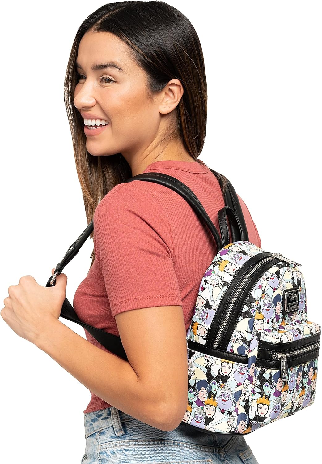 Loungefly Disney Villains Mini-Backpack Handbag Maleficent Cruella Ursula Print - Image 5