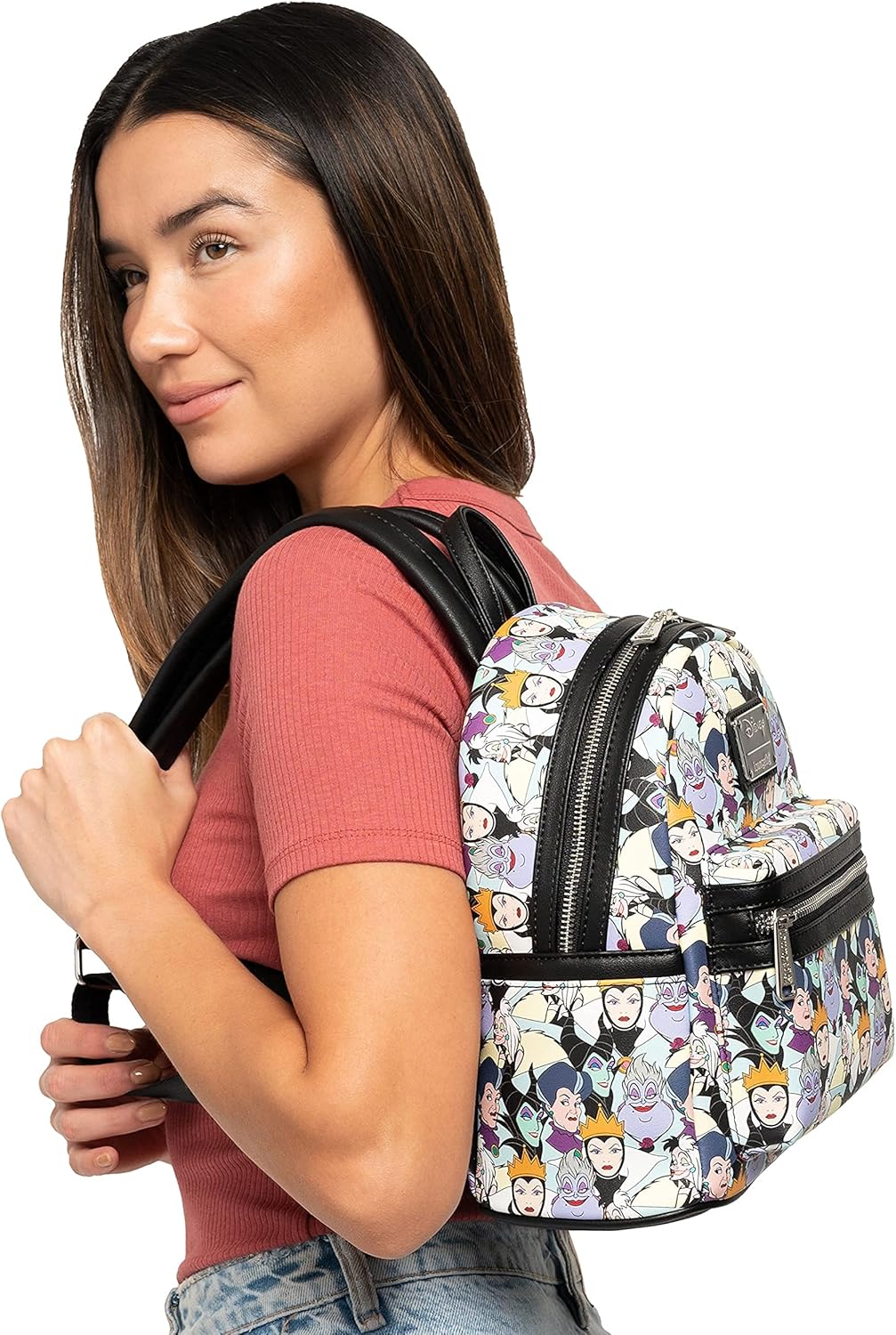 Loungefly Disney Villains Mini-Backpack Handbag Maleficent Cruella Ursula Print - Image 6