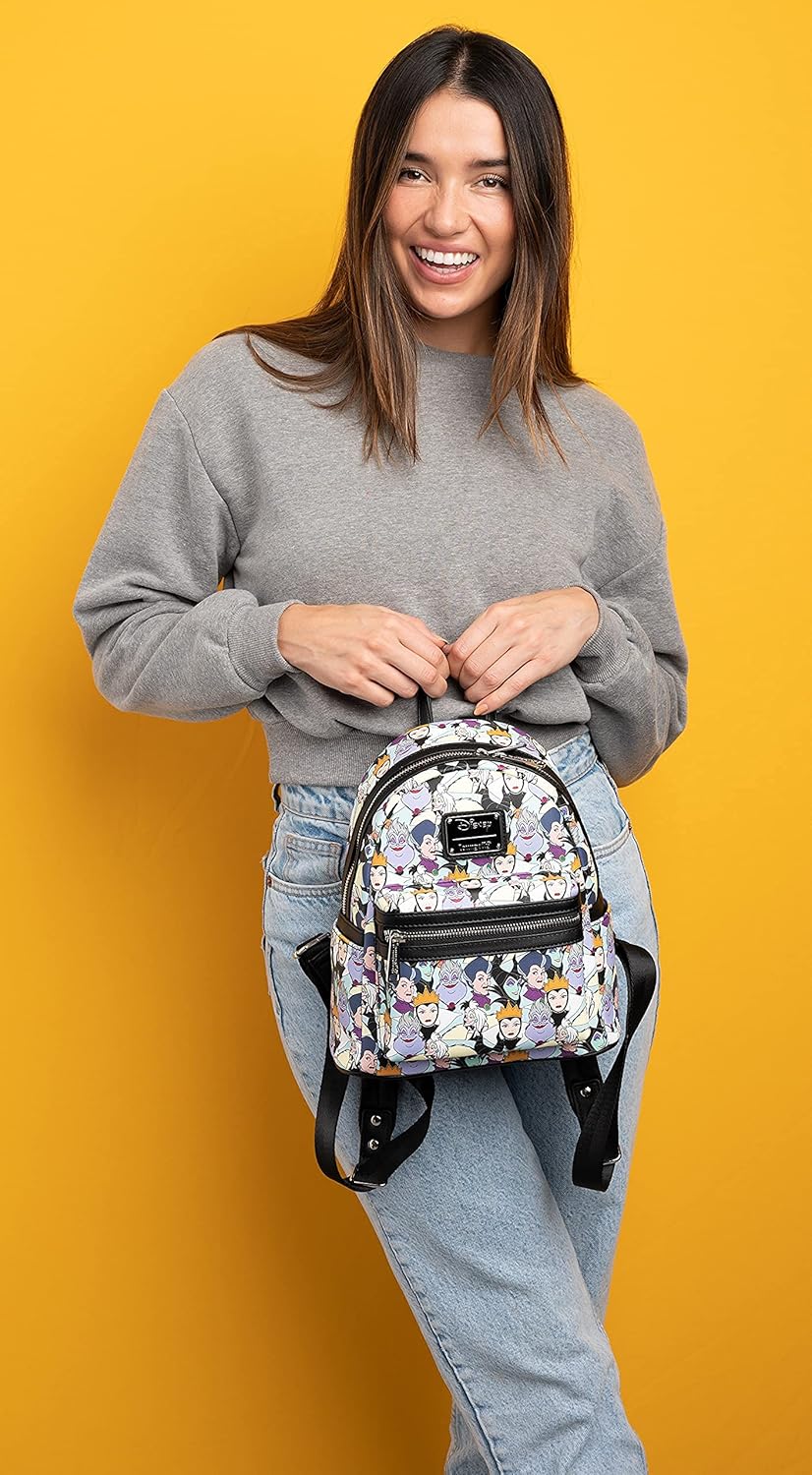 Loungefly Disney Villains Mini-Backpack Handbag Maleficent Cruella Ursula Print - Image 9