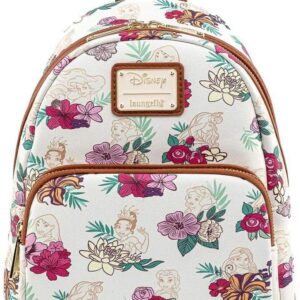 Loungefly Disney Princesses Floral Print Faux Leather Womens Double Strap Shoulder Bag Purse