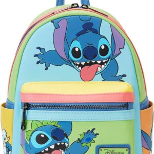 Loungefly Disney Stitch Color Block Mini Backpack Handbag Double Strap Shoulder Bag