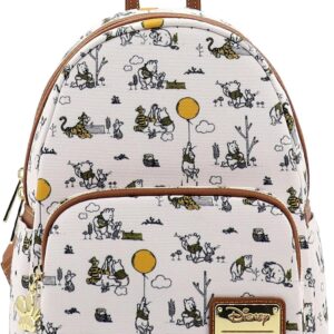 Loungefly Disney Winnie the Pooh Canvas Line Drawing Womens Double Strap Shoulder Bag Purse