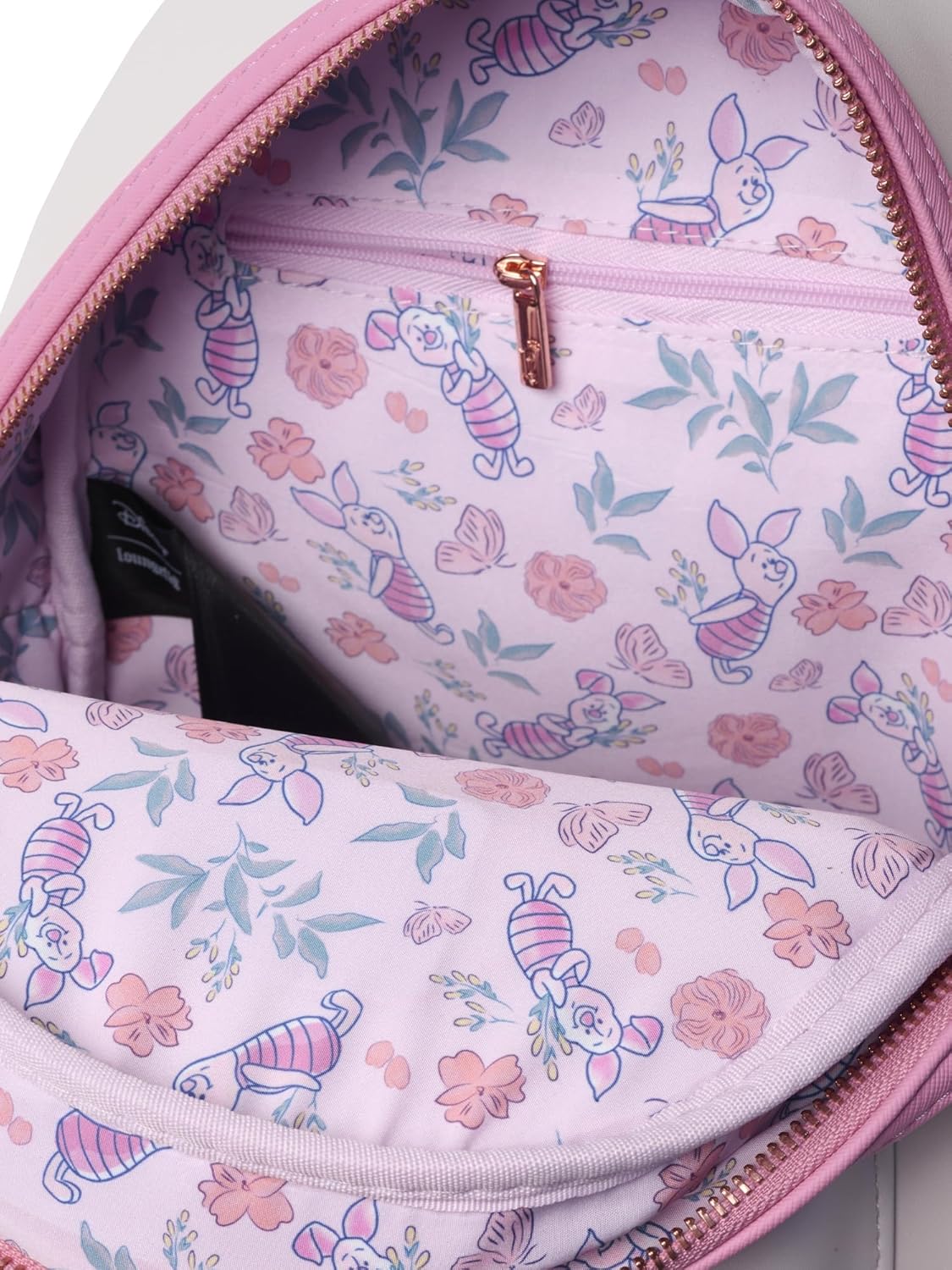 Loungefly Piglet Mini Backpack Handbag Floral Print Mini Backpack Shoulder Bag (Pink, Piglet) - Image 3