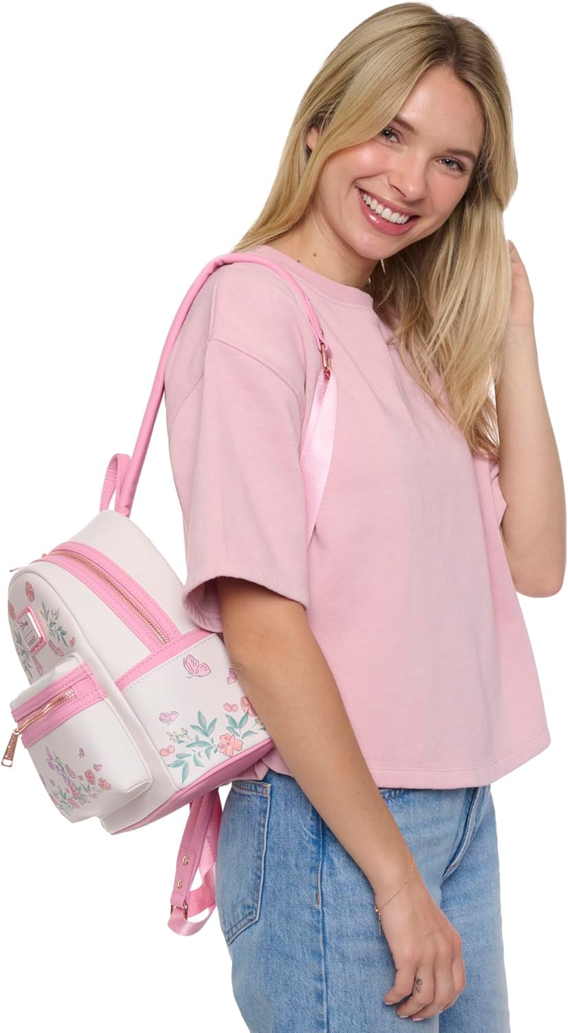 Loungefly Piglet Mini Backpack Handbag Floral Print Mini Backpack Shoulder Bag (Pink, Piglet) - Image 6
