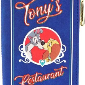 Loungefly x Disney Lady and the Tramp Tony's Menu Bi-Fold Wallet (Blue/Red, One Size)