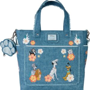 Loungefly Disney Dogs & Cats Faux Denim Convertible Tote Bag with Coin Bag