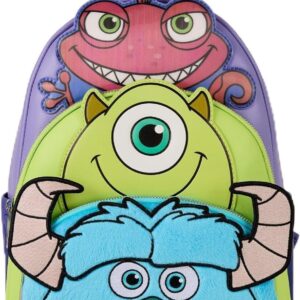 Loungefly Disney Pixar Monsters, Inc. Sulley, Mike, & Randall Triple Pocket Mini Backpack