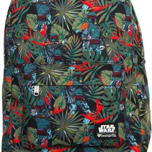 Loungefly Star Wars Boba Fett Bright Leaves Print Laptop Backpack (Green(Grn)) STBK0058