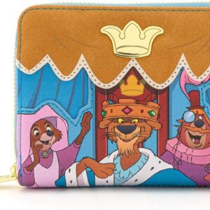 Loungefly x Disney Robin Hood Archery Tournament Zip-Around Wallet (Blue/Tan Multi, One Size)