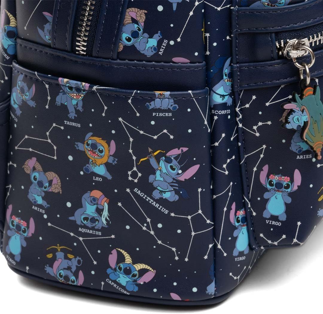 Loungefly Disney Lilo & Stitch Zodiac Glow In The Dark All-Over Print Backpack - Image 5
