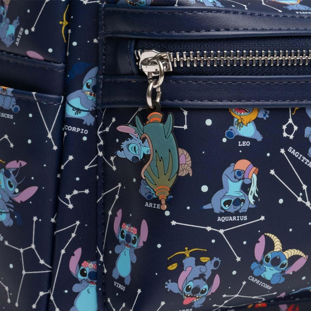 Loungefly Disney Lilo & Stitch Zodiac Glow In The Dark All-Over Print Backpack - Image 6