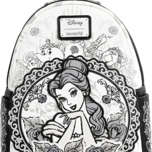 Loungefly Exclusives Beauty and the Beast Belle Sketch Mini-Backpack, Entertainment Earth Exclusive, Faux Leather, Multi-Color, Unisex, 10.5" x 9" x 4.5", Disney Princess Collection