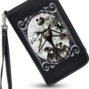 Loungefly unisex Disney The Nightmare Before Christmas Wallet & Phone Holder - Bi-fold, Snap Closure, Detachable Wrist Strap