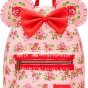 Loungefly Disney Minnie Mouse Pink & Red Roses Figural Mini Backpack RED NONE
