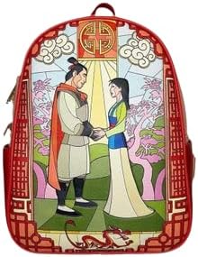 Loungefly Disney Mulan Stained Glass Mini Backpack Double Strap Bag Exclusive
