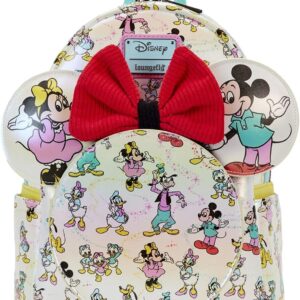 Minnie & Mickey Loungefly – Mickey & Friends – Disney 100 AOP Ear Holder Women's Mini Backpack Multi-Coloured, multi-coloured, One Size