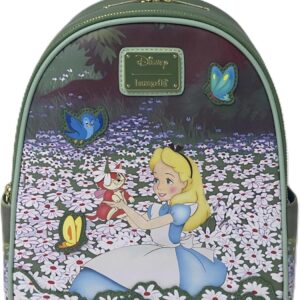 Loungefly Disney Alice in Wonderland Field of Flowers Mini Backpack – Faux Leather Floral Design