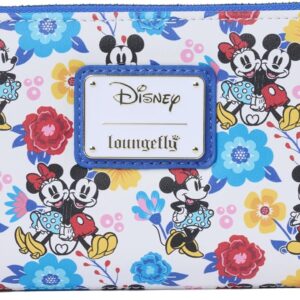 Loungefly Disney Mickey Minnie Floral Wallet, Red Blue
