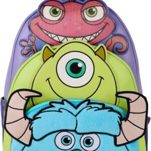 Loungefly Pixar Monsters Inc. Mike Sulley and Randall Triple Pocket Mini Backpack