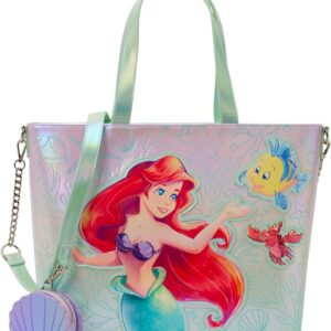 Loungefly The Little Mermaid Ariel, Flounder, & Sebastian Tote Bag with Coin Bag