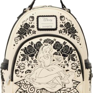 Loungefly Disney: Alice in Wonderland - Embroidered Floral Mini Backpack with 3D Bow - Great for Kids & Adults - Collectible Bags