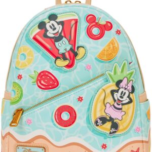 Loungefly Disney: Mickey and Minnie - Adjustable Shoulder Straps - Beach Fun Mini Backpack - Great for Kids & Adults - Collectible Bags