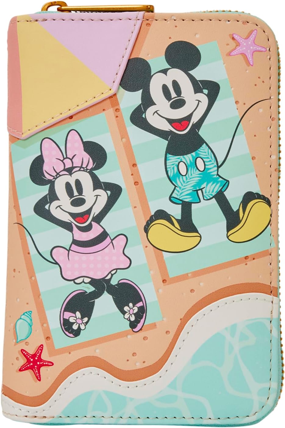 Loungefly Disney: Mickey and Minnie - Beach Fun - Zip Around Wallet with 4 Card Slots - Great for Kids & Adults - Collectible Wallets