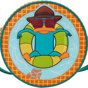 Loungefly Disney: Phineas and Ferb - Perry the Platypus - Adjustable Shoulder Straps - Crossbody Bag - Great for Kids & Adults - Collectible Bags