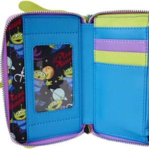 Loungefly Pixar Toy Story Alien Cosplay Sequin Zip-Around Wallet, Pizza Planet Theme