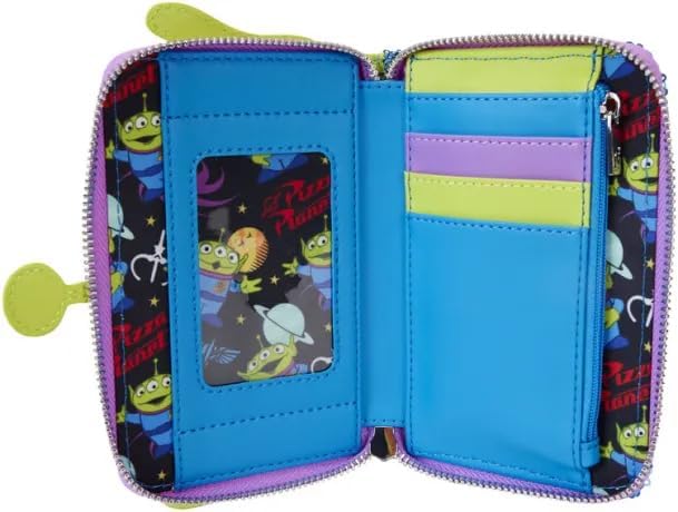 Loungefly Pixar Toy Story Alien Cosplay Sequin Zip-Around Wallet, Pizza Planet Theme