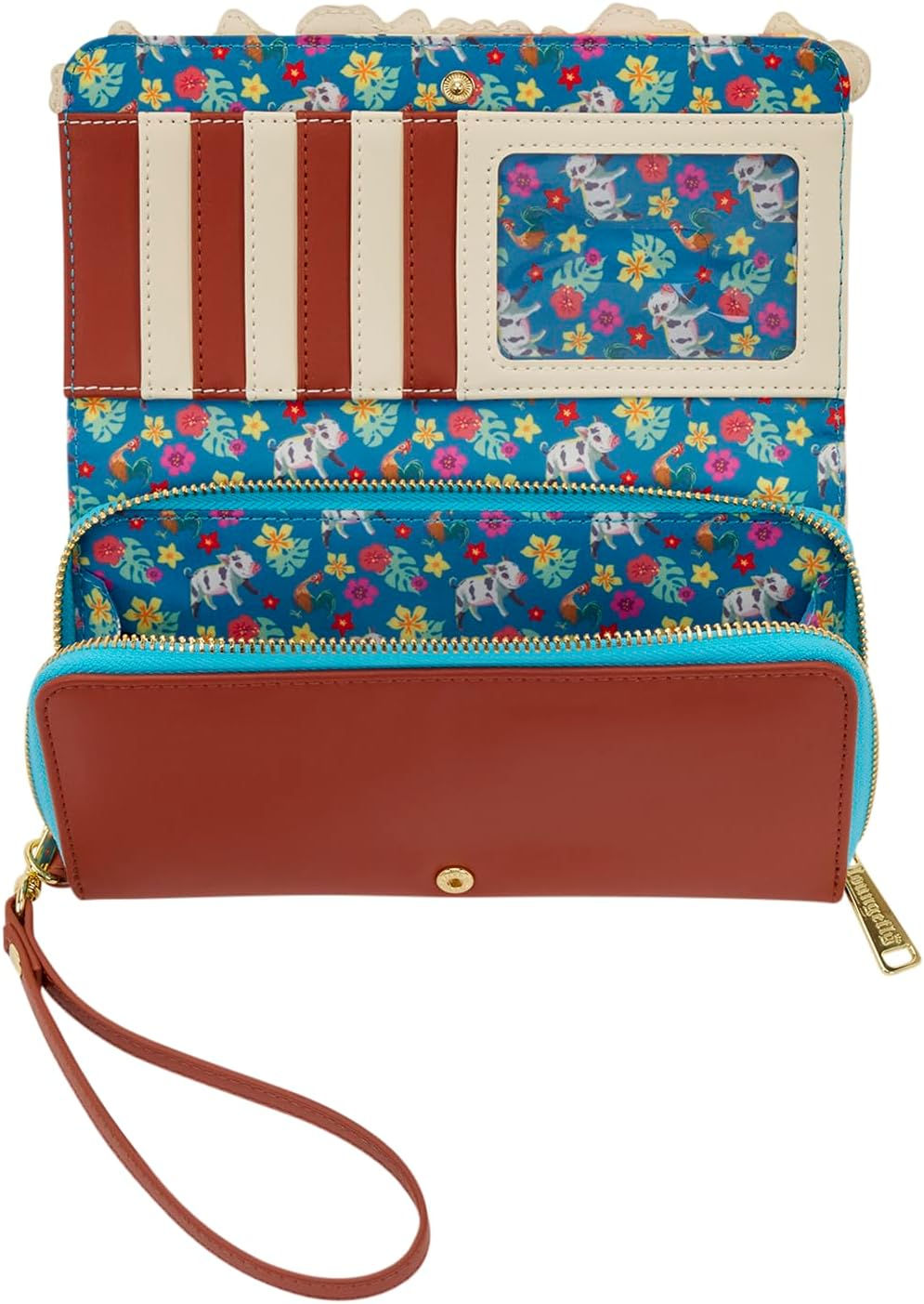 Loungefly Disney: Moana - Embroidered Floral Live Action - Zip Around Wallet with Detachable Wristlet - 6 Cards Slots and Clear ID Slot - Great for Kids & Adults - Collectible Wallets - Image 3