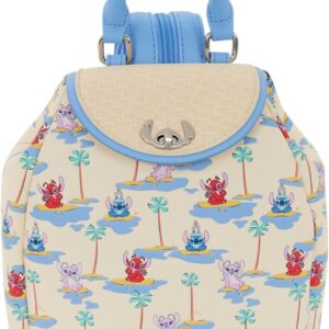 Loungefly Disney: Lilo & Stitch - Angel & Leroy - Custom Turn Lock Micro Mini Backpack - Great for Kids & Adults - Collectible Bags