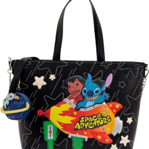 Loungefly Disney: Lilo & Stitch - Glow in the Dark - Space Adventure Tote Crossbody Bag with Coin Bag - Great for Kids & Adults - Collectible Bags