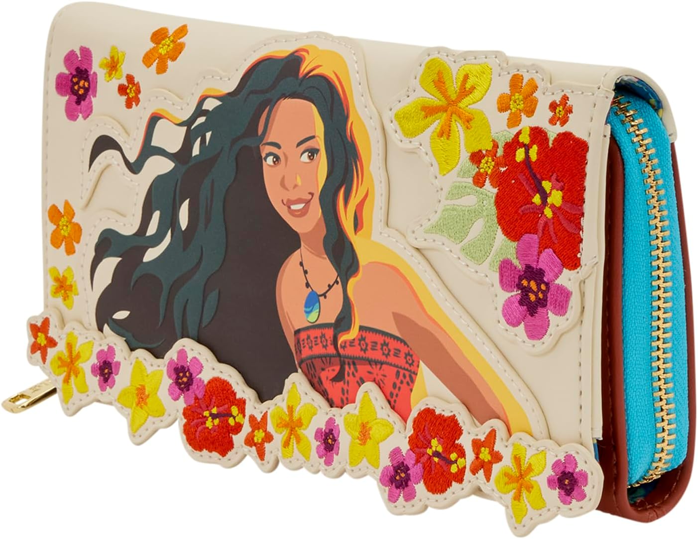 Loungefly Disney: Moana - Embroidered Floral Live Action - Zip Around Wallet with Detachable Wristlet - 6 Cards Slots and Clear ID Slot - Great for Kids & Adults - Collectible Wallets - Image 2