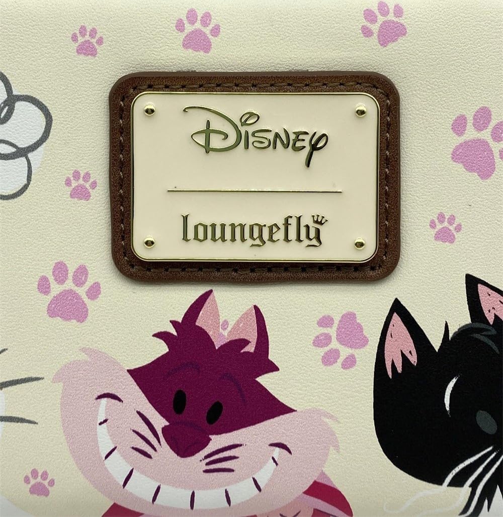 Loungefly Disney Aristocats Alice in Wonderland Cats Zip Around Wallet Womens Cat Pawprint Faux Leather