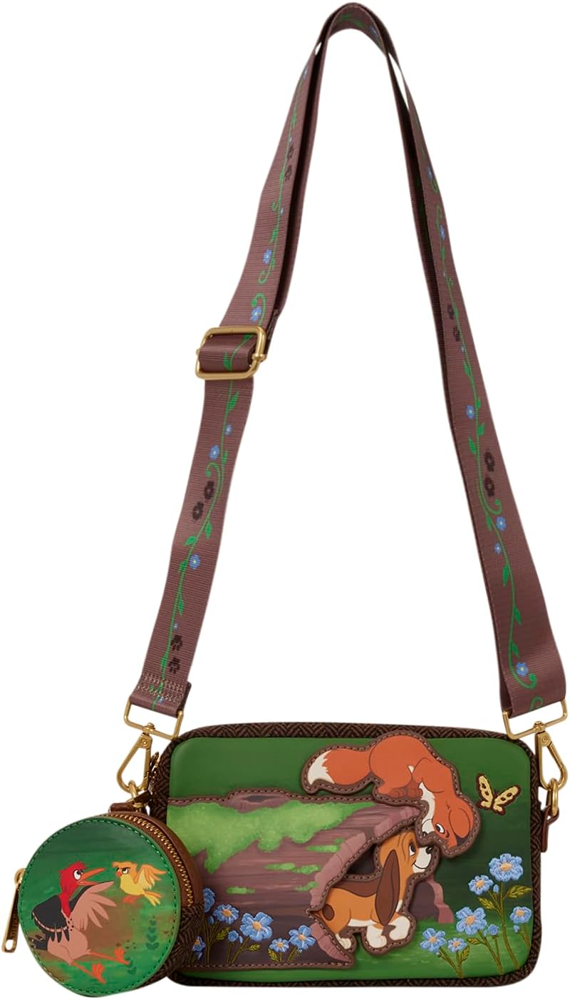 Loungefly Disney: The Fox and the Hound - Tod & Copper - Tote Crossbody Bag - Detachable Coin Bag with Charm - Collectible Bags