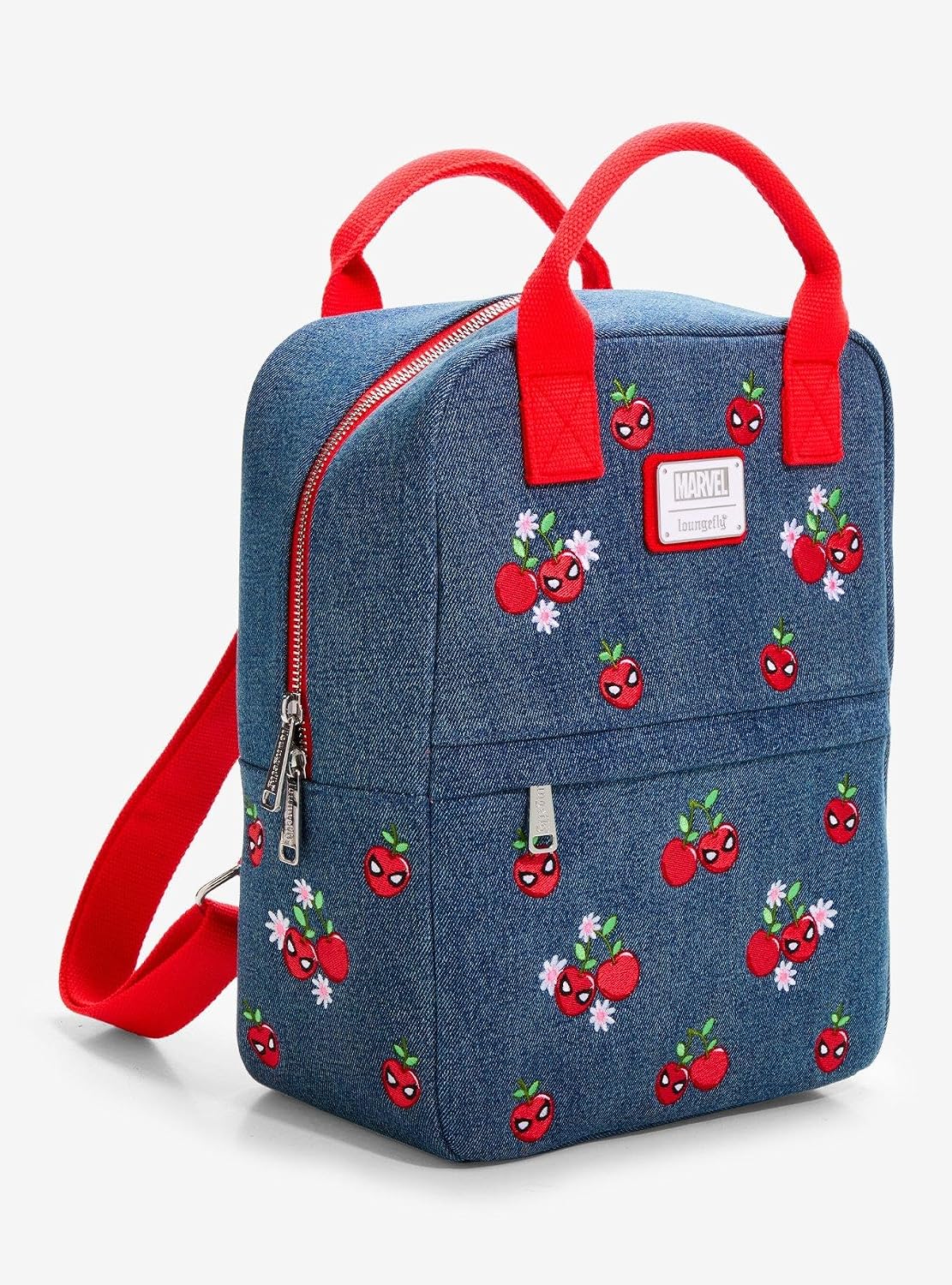 Loungefly Marvel Spider-Man Cherries Denim Mini Backpack - BoxLunch Exclusive - Image 2