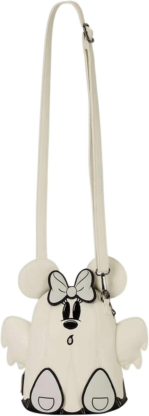 Loungefly Disney: Mickey & Minnie - Ghost - Glow-in-the-Dark - Figural Crossbody Bag with 3D Bow - Collectible Bags
