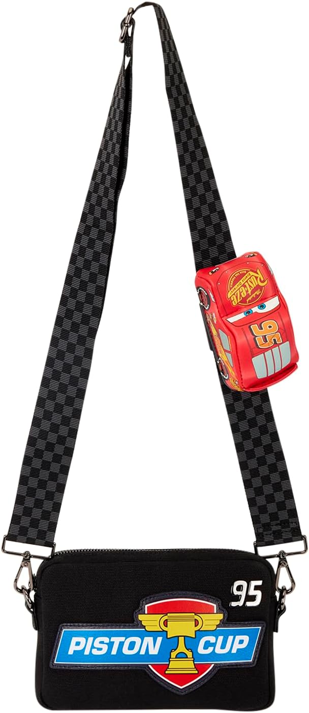 Loungefly Disney: Pixar - Cars - Lightning McQueen - Piston Cup - Sling Crossbody Bag with Charm - 20th Anniversary - Collectible Bags